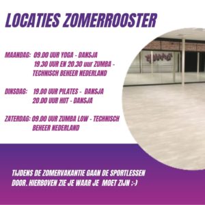 Locaties sportlessen in juli en augustus