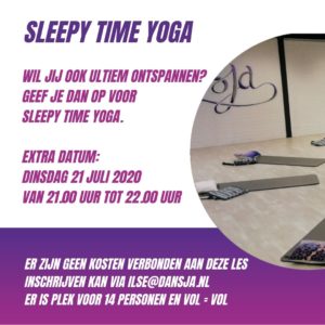 Sleepy Time Yoga op 21 juli – EXTRA LES