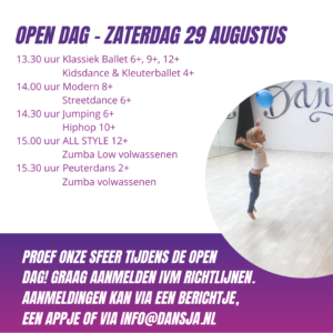 Open dag – Zaterdag 29 augustus