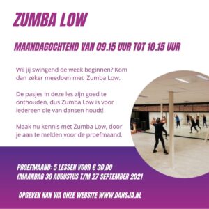 Actie proefmaand Zumba Low maandagochtend