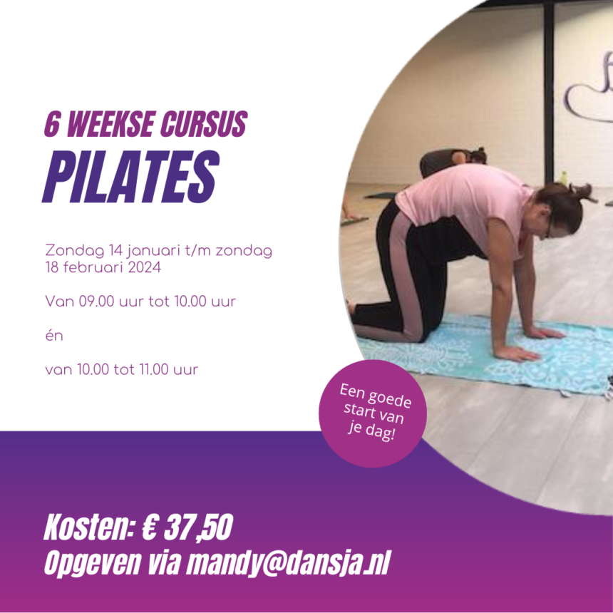 Cursus Pilates – Start zondag 14 januari 2024 – 9.00 uur & 10.00 uur