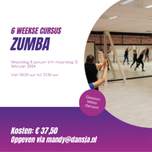 Cursus Zumba – Start maandag 8 januari 2024 – 20.30 uur