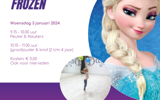 Woensdag 3 januari 2024 Peuter- en kleuterworkshop en (groot)ouder en kindworkshop. Thema: Frozen!